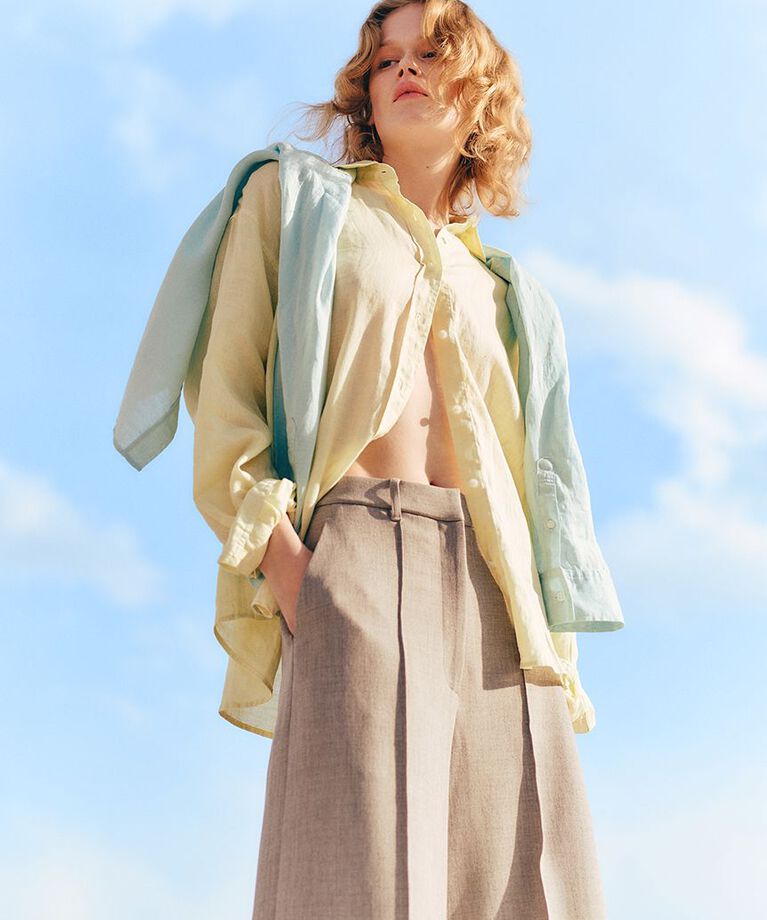 Mila Owen「【セットアップ対応】フレンチリネンオーバーサイズシャツ」|シャツ・ブラウス|