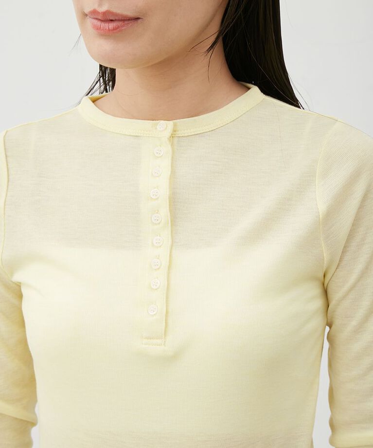 Mila Owen「ウール混ヘンリーネックシアーロンT」|Tシャツ・カットソー|