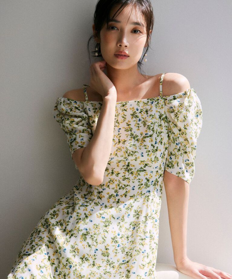 FRAY I.D「フルーツプリント2wayオフショルワンピース」|ワンピース|