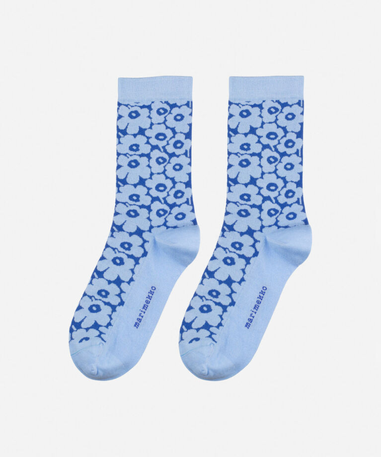 Marimekko「Linjaus Pikkuinen Unikko ソックス」|ソックス|ライトブルー×ブルー