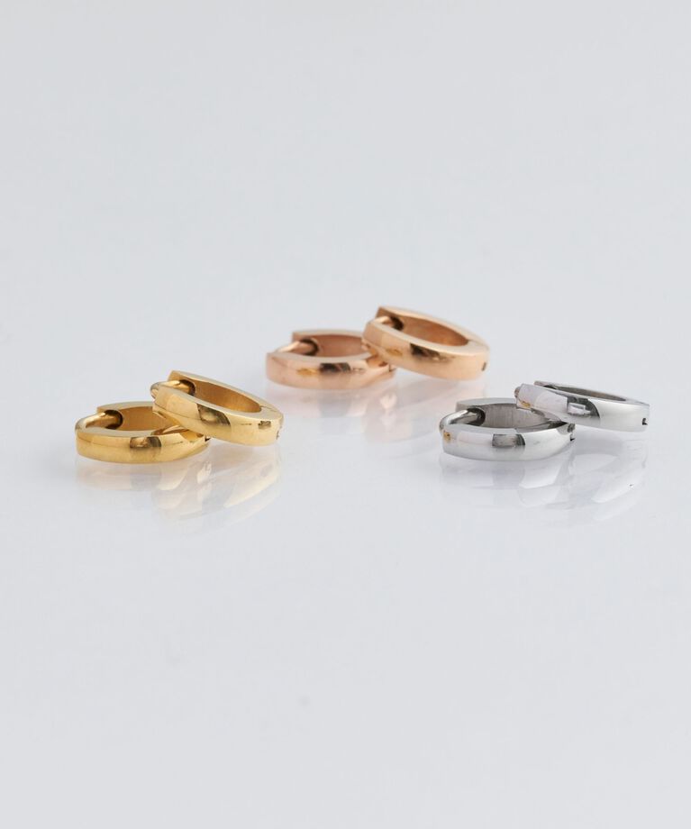 Phoebe「【金属アレルギー対応】ワンタッチメタルフープミニピアス　ローズゴールド/サージカルステンレス」|ピアス|