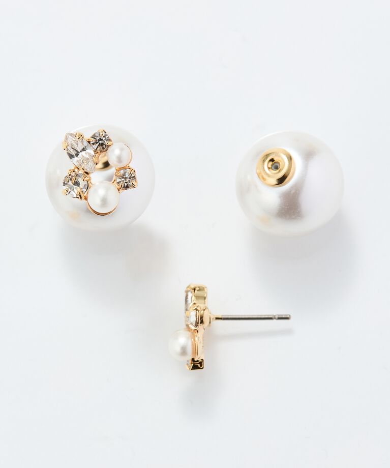 Phoebe「クラシカルパール×ビジューバックキャッチピアス」|ピアス|