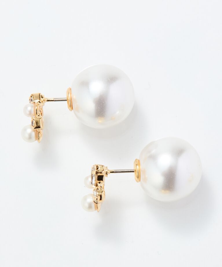 Phoebe「クラシカルパール×ビジューバックキャッチピアス」|ピアス|