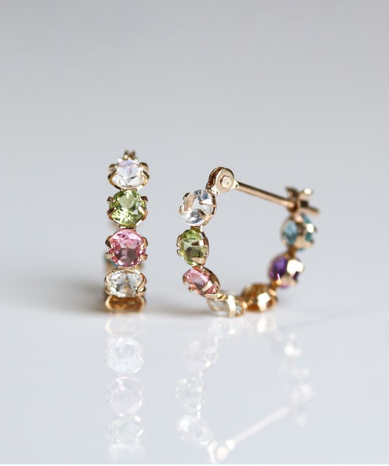  「マルチカラー スナップ フープ ピアス | K10YG」|ピアス|K10 イエローゴールド