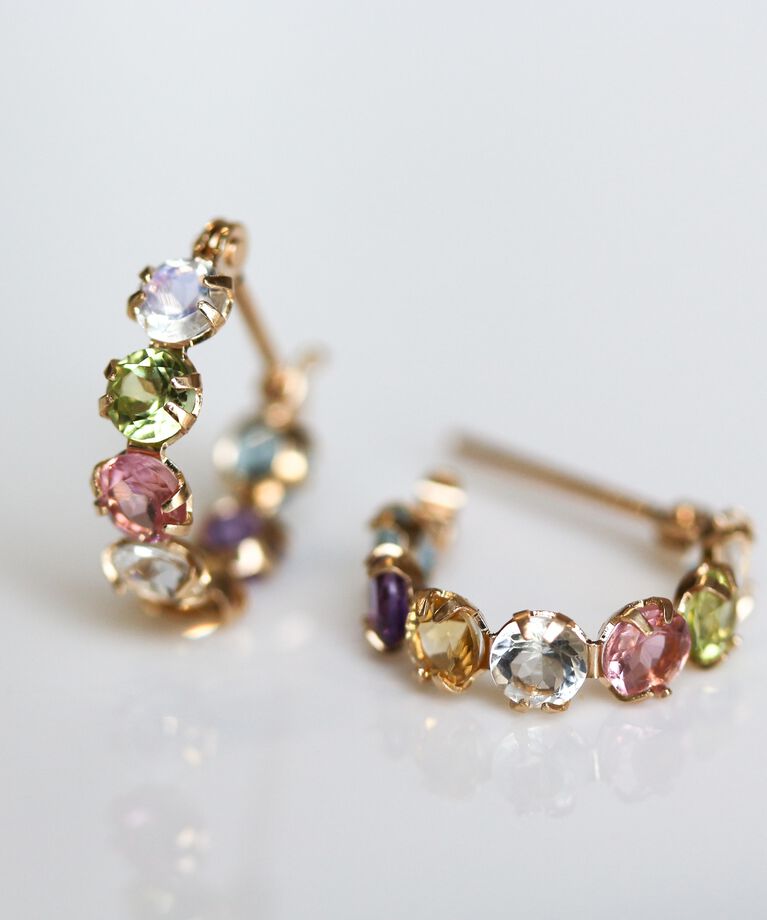  「マルチカラー スナップ フープ ピアス | K10YG」|ピアス|