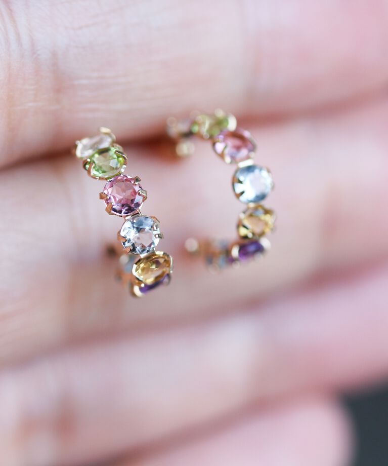  「マルチカラー スナップ フープ ピアス | K10YG」|ピアス|