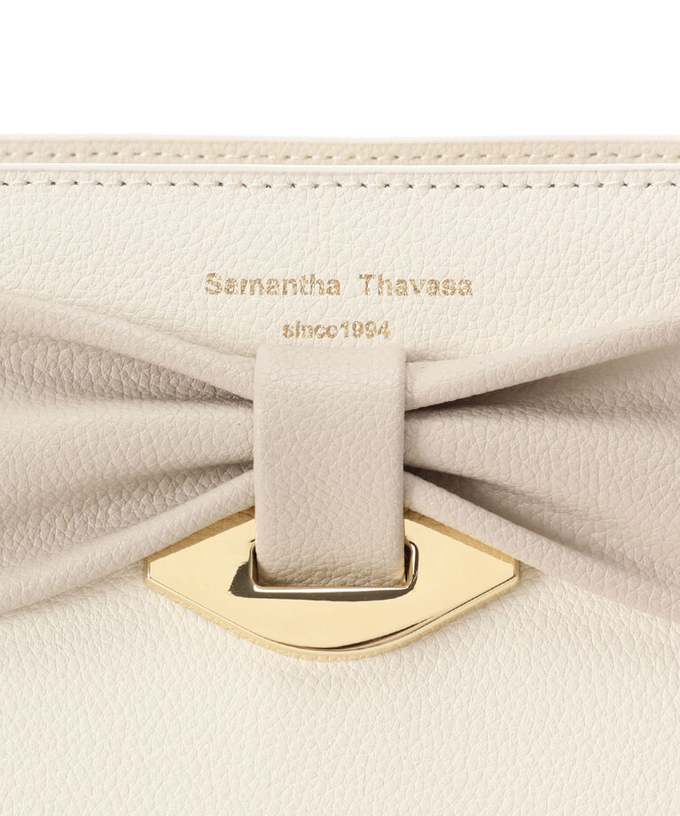 Samantha Thavasa「バイカラーリボンモチーフ スプリットレザーショルダーバッグ」|ショルダー・メッセンジャー|