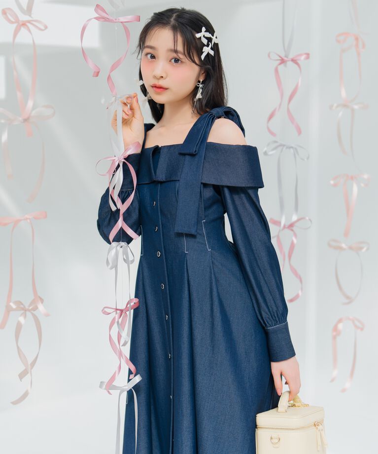 WILLSELECTION「ショルダーリボンタックウエストシャツワンピース」|ワンピース|