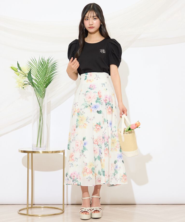 WILLSELECTION「タックスリーブロゴ刺繍トップス」|Tシャツ・カットソー|
