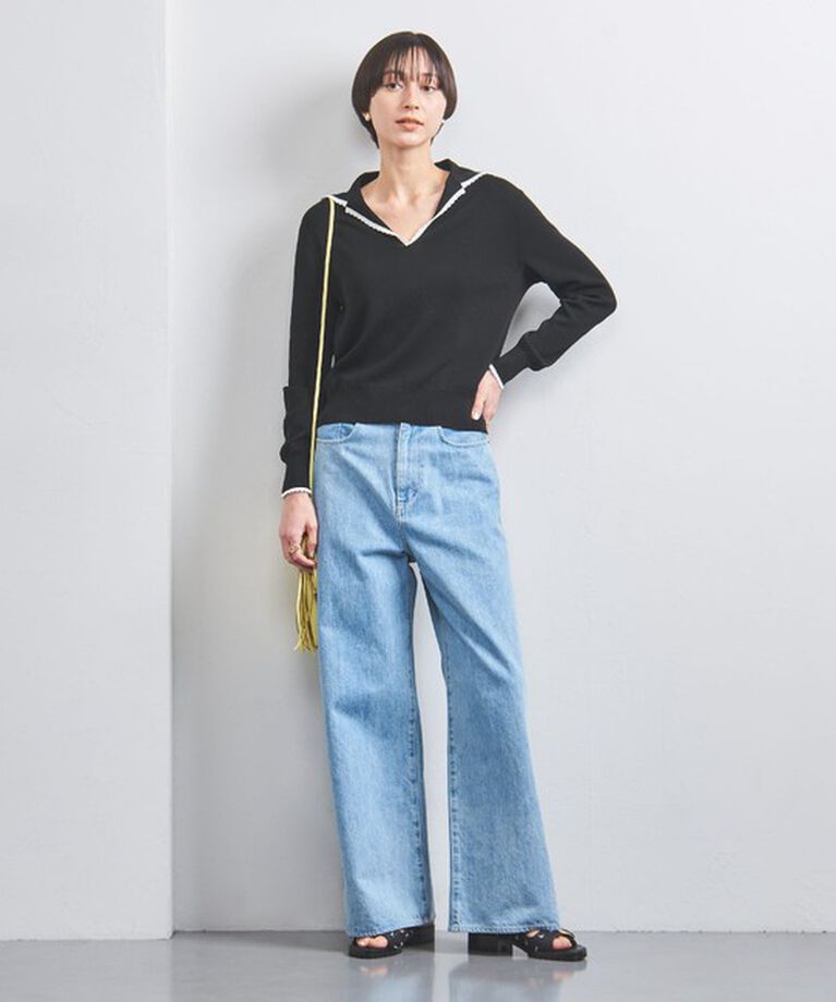 UNITED ARROWS「スカラップレース セーラーカラー ニット」|ニット・セーター|