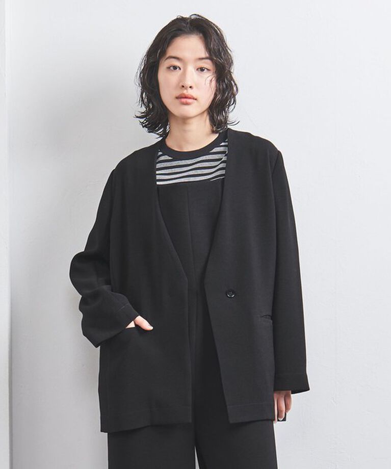 UNITED ARROWS「COMFY Vノーカラー ジャケット」|ノーカラージャケット|