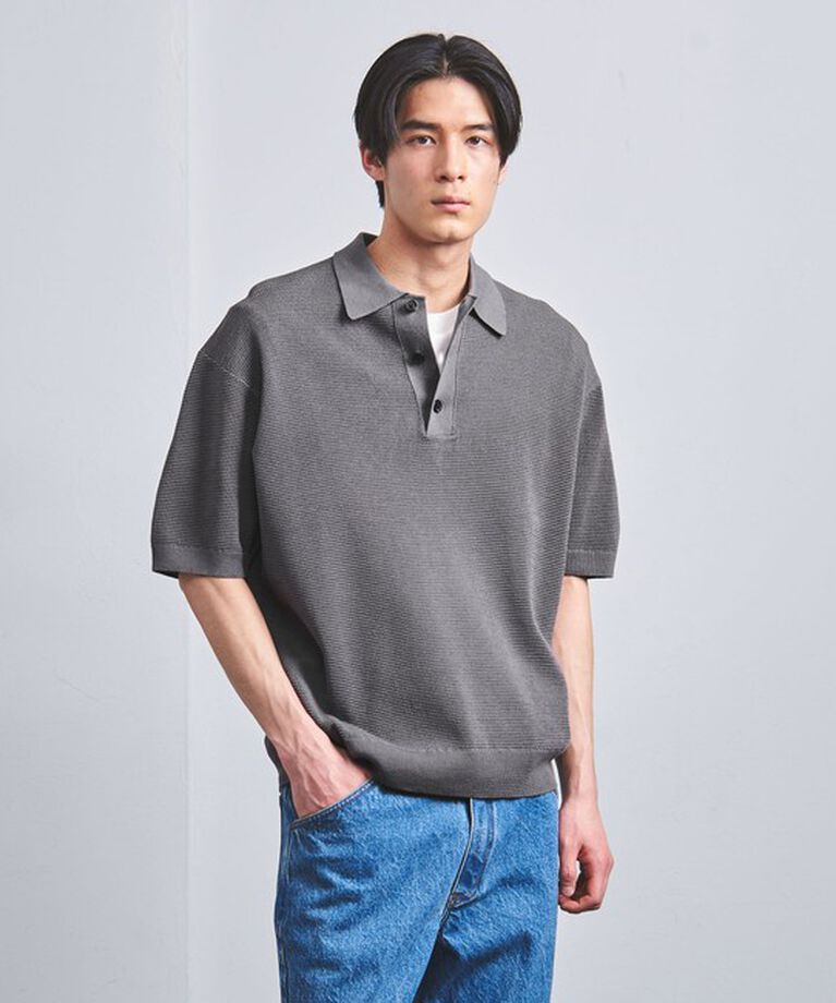 UNITED ARROWS「バーズアイ ニット ポロシャツ」|ポロシャツ|MD.GRAY