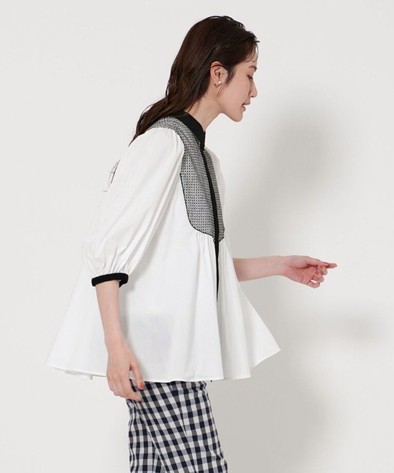 UNITED ARROWS「エンブロイダリー ショートスリーブ ブラウス」|シャツ・ブラウス|OFF WHITE