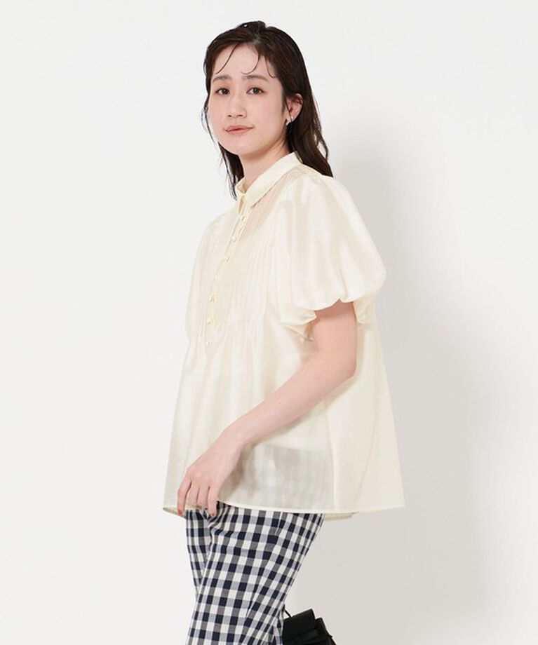 UNITED ARROWS「シルキーピンタック ショートスリーブ ブラウス」|シャツ・ブラウス|