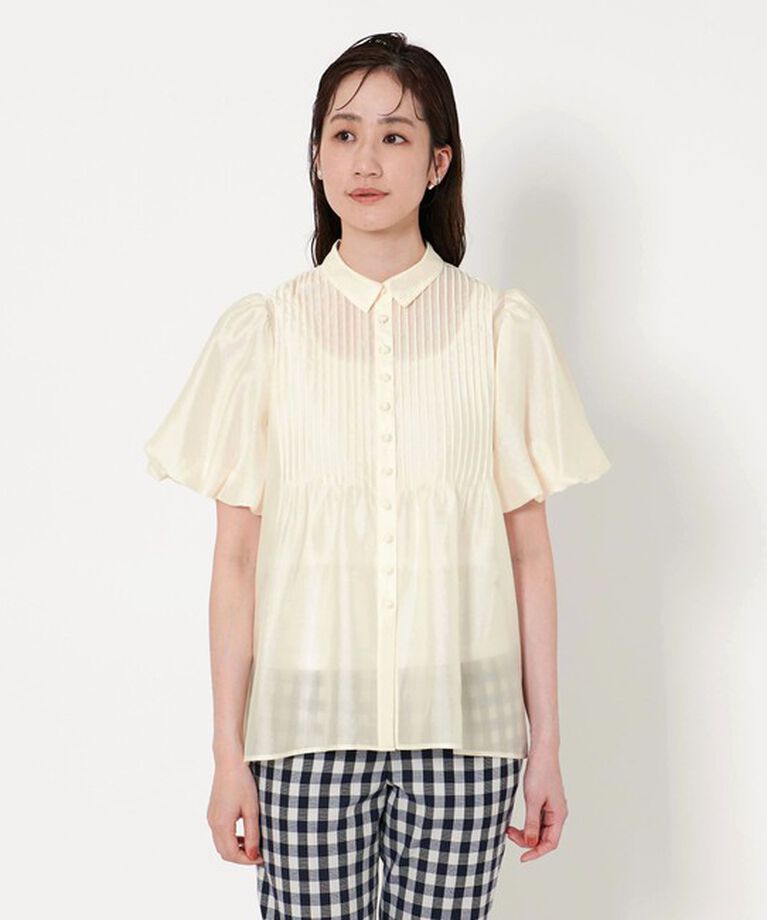UNITED ARROWS「シルキーピンタック ショートスリーブ ブラウス」|シャツ・ブラウス|