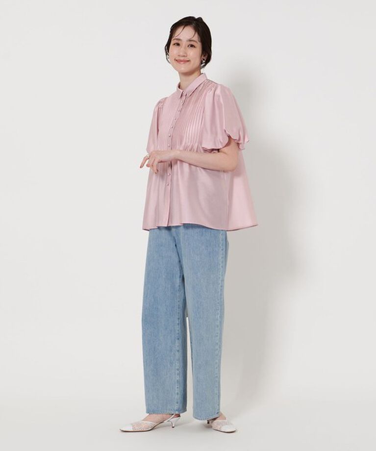 UNITED ARROWS「シルキーピンタック ショートスリーブ ブラウス」|シャツ・ブラウス|