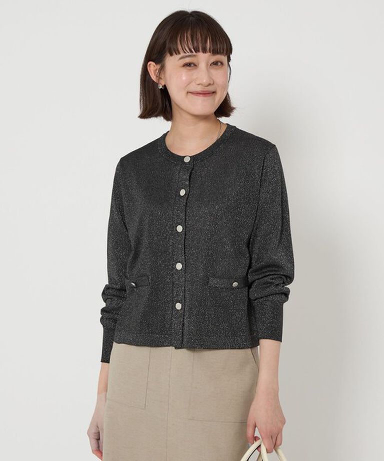 UNITED ARROWS green label relaxing「グロッシーラメ クルーネック ニット カーディガン -ウォッシャブル-」|カーディガン|