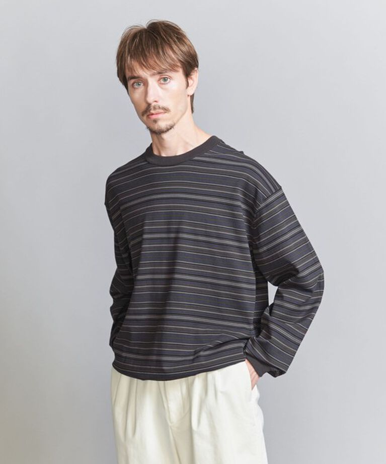 BEAUTY&YOUTH UNITED ARROWS「ギザコットン ピンボーダー クルーネック ニット」|ニット・セーター|