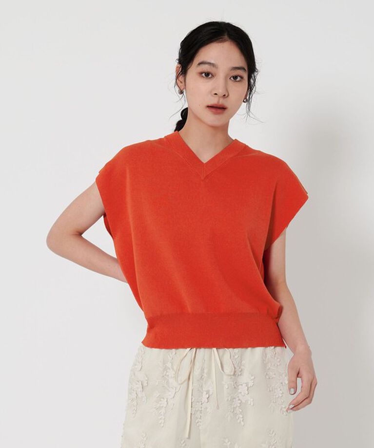 BEAUTY&YOUTH UNITED ARROWS「Vネック フレンチスリーブ ニット -ウォッシャブル-」|ニット・セーター|