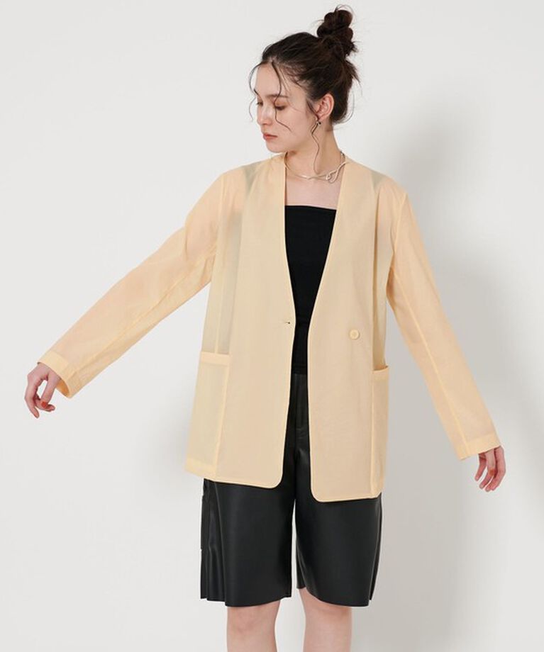 BEAUTY&YOUTH UNITED ARROWS「シアー ノーカラー ジャケット」|ノーカラージャケット|