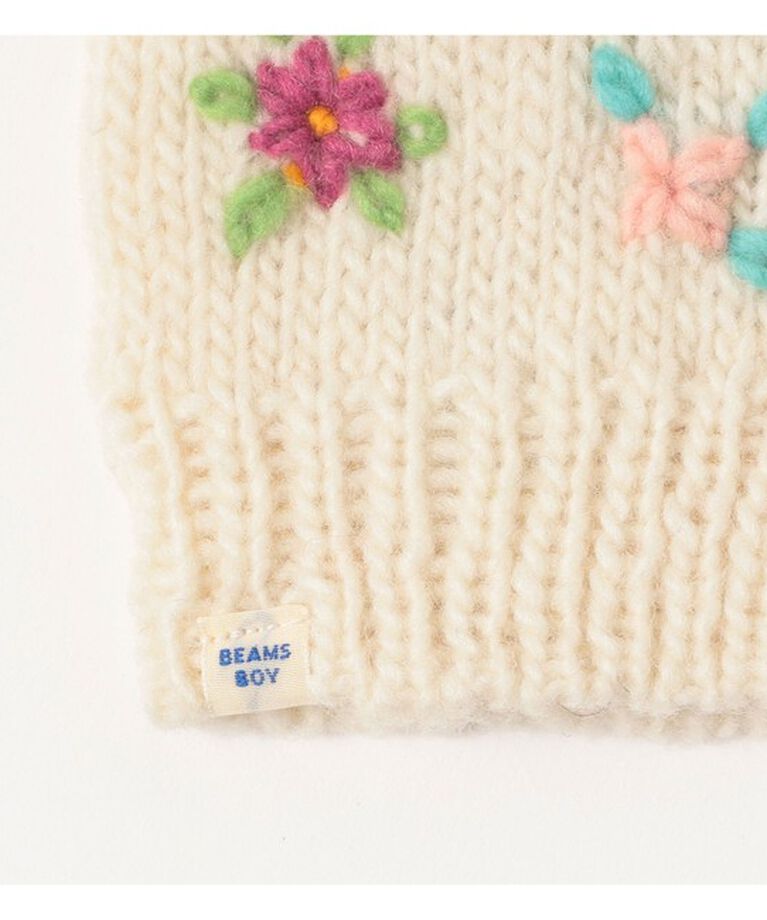 BEAMSBOY「手編み フラワー刺繍 グローブ」|手袋|