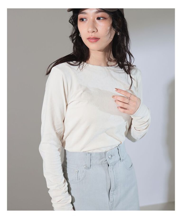 Demi-Luxe BEAMS 「トリアセテート ベロア ロングスリーブ Tシャツ」|Tシャツ・カットソー|