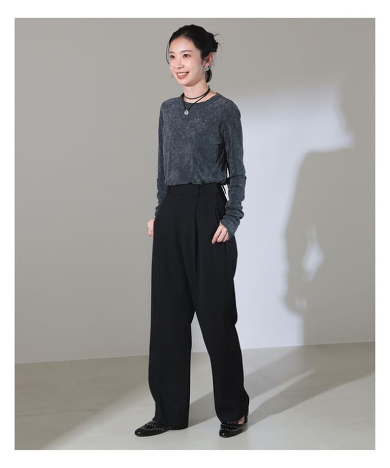 Demi-Luxe BEAMS 「トリアセテート ベロア ロングスリーブ Tシャツ」|Tシャツ・カットソー|