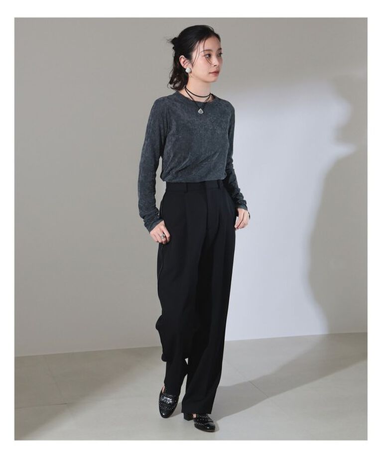 Demi-Luxe BEAMS 「トリアセテート ベロア ロングスリーブ Tシャツ」|Tシャツ・カットソー|