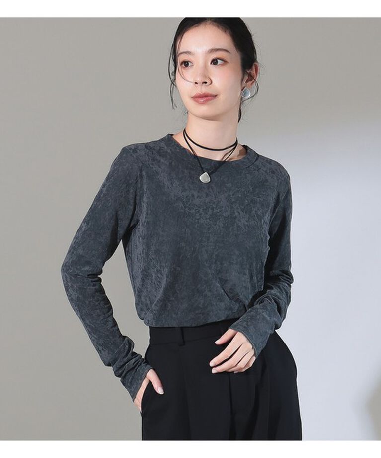 Demi-Luxe BEAMS 「トリアセテート ベロア ロングスリーブ Tシャツ」|Tシャツ・カットソー|