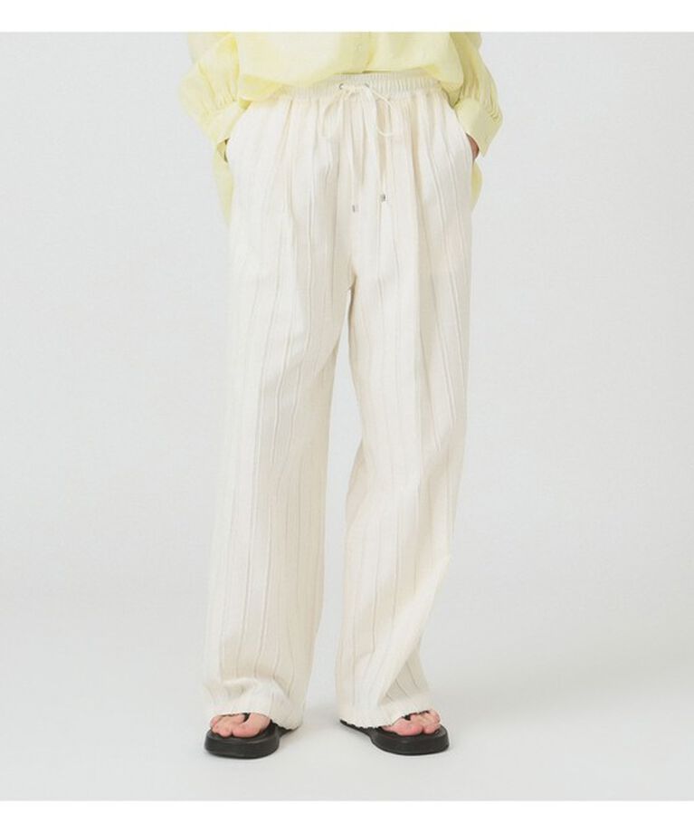 Ray BEAMS 「ストライプ ジャカード ワイド パンツ」|チノ|OFF_WHITE