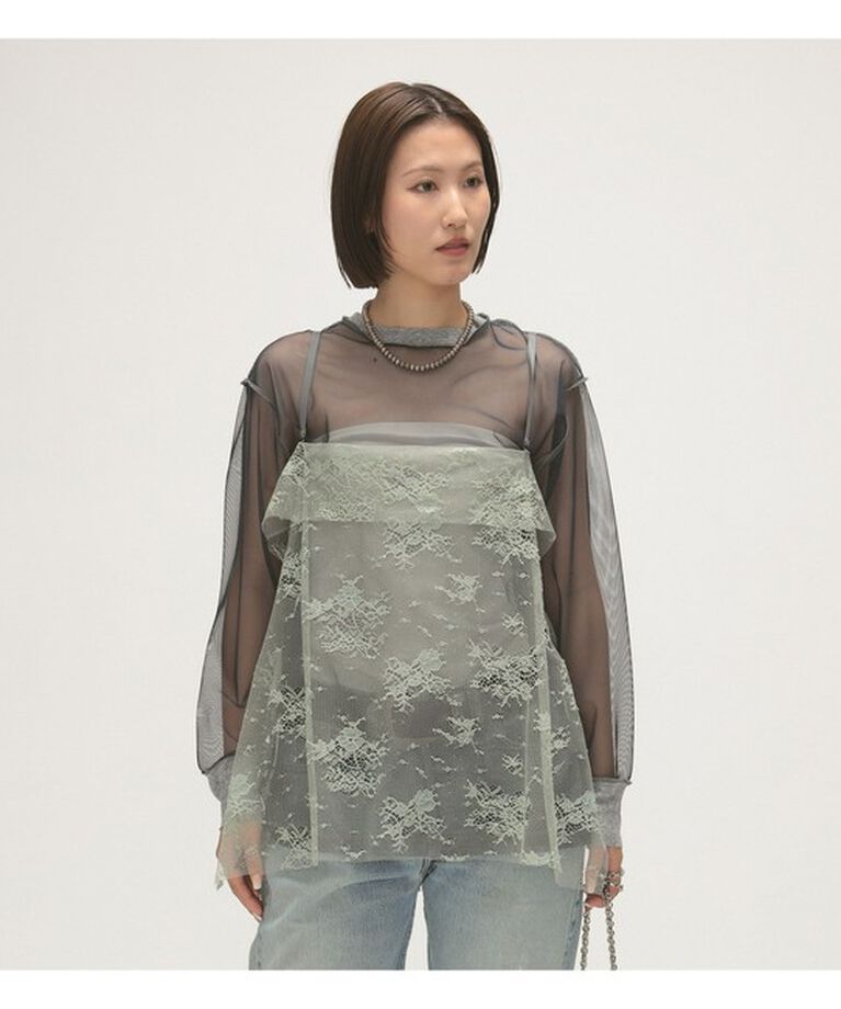 BEAMSBOY「maturely / トリコット シフォン レース キャミソール」|シャツ・ブラウス|CHARCOAL.G