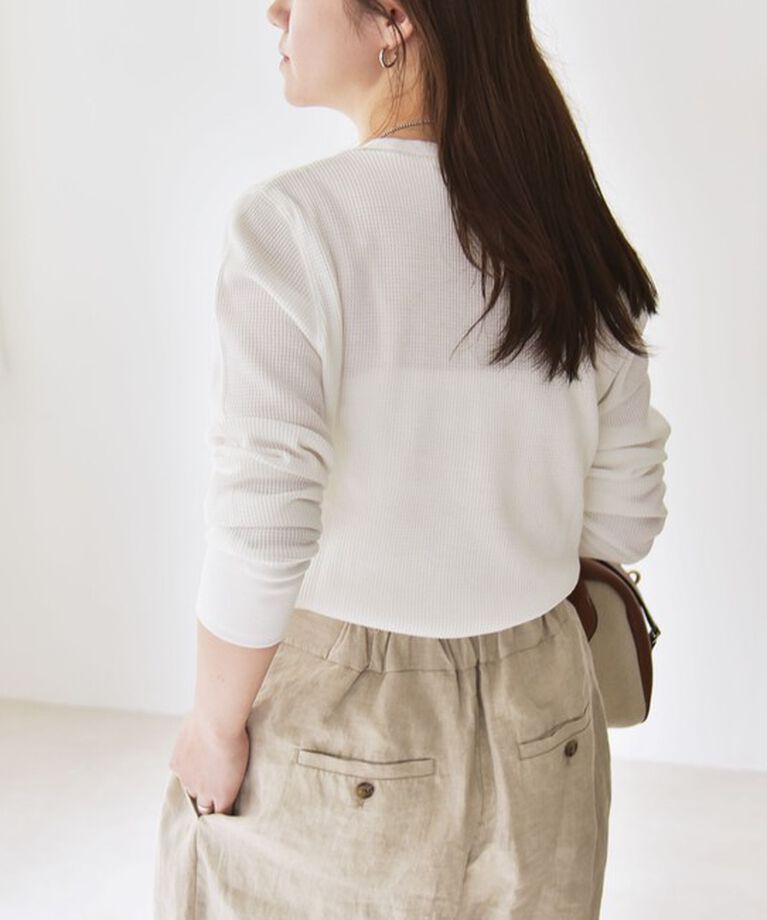 quaranciel「quaranciel:〈洗濯機可能〉ワッフル クルーネック ラウンドヘム カットソー」|Tシャツ・カットソー|