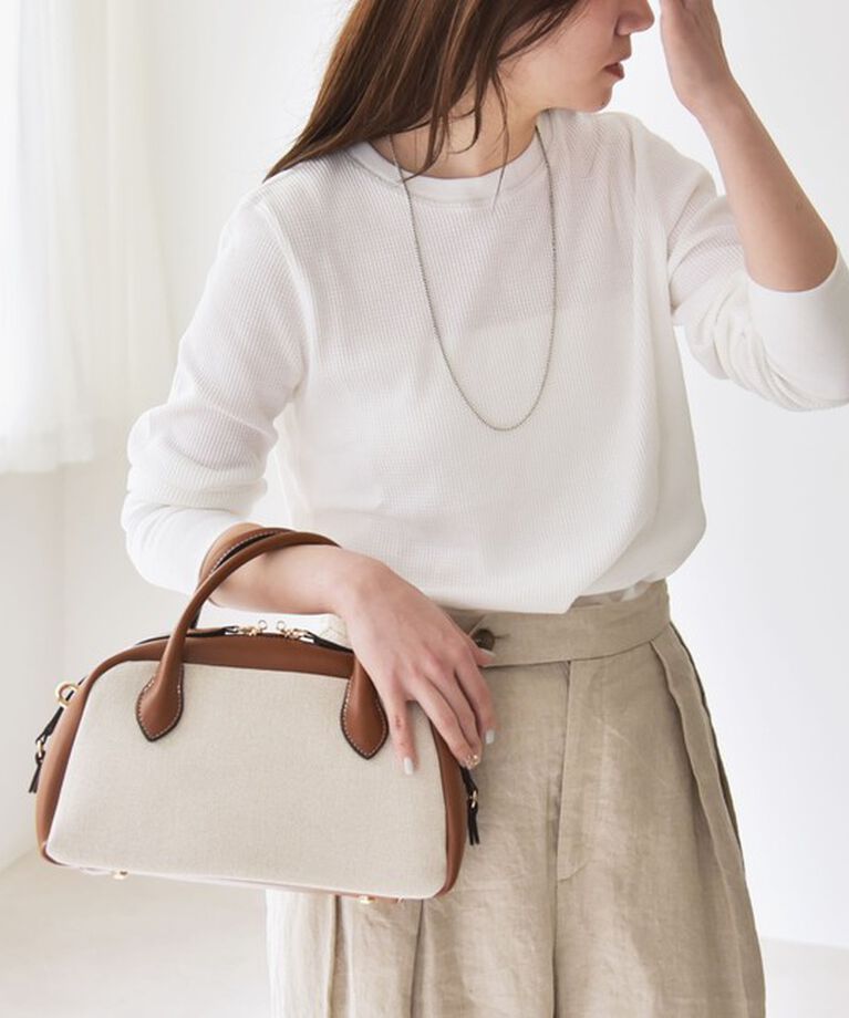 quaranciel「quaranciel:〈洗濯機可能〉ワッフル クルーネック ラウンドヘム カットソー」|Tシャツ・カットソー|