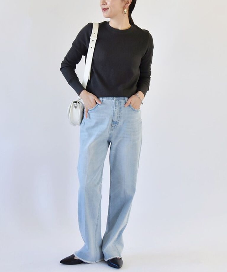 quaranciel「quaranciel:〈洗濯機可能〉ワッフル クルーネック ラウンドヘム カットソー」|Tシャツ・カットソー|