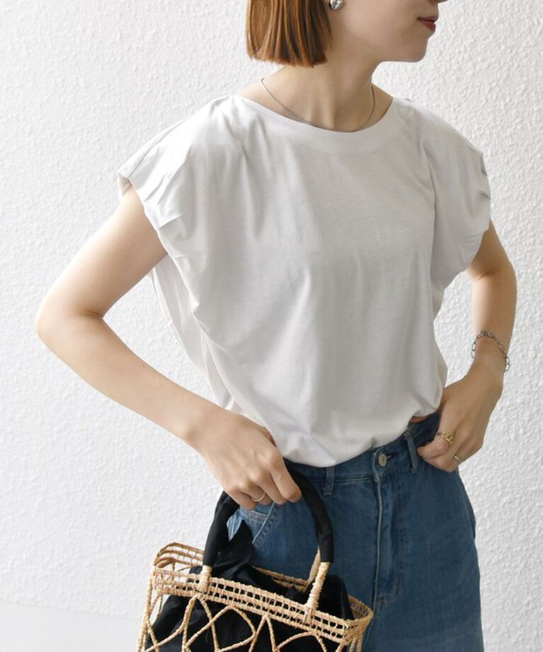 SHIPS any「SHIPS any:〈洗濯機可能〉タックスリーブ デザイン TEE」|Tシャツ・カットソー|