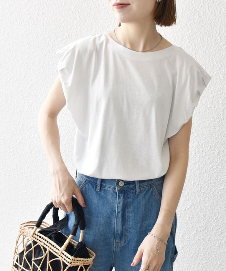 SHIPS any「SHIPS any:〈洗濯機可能〉タックスリーブ デザイン TEE」|Tシャツ・カットソー|