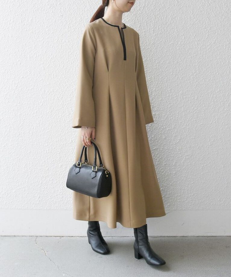 SHIPS any「SHIPS any: ダブルクロス ウエスト タック Aライン ワンピース ［NAVY BLUE］」|ワンピース|