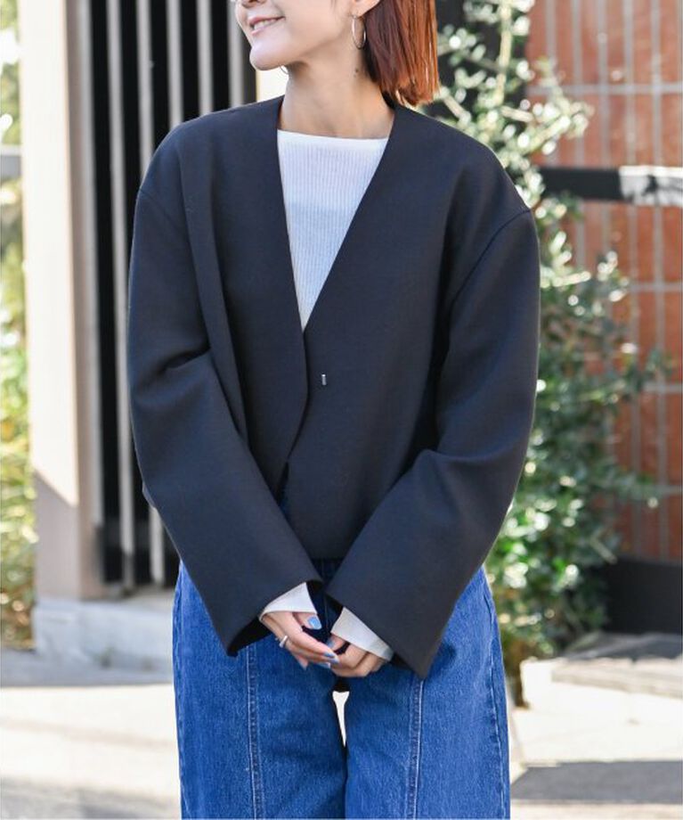 OUTDOOR PRODUCTS Usual Things「ノーカラーショートジャケット」|ノーカラージャケット|