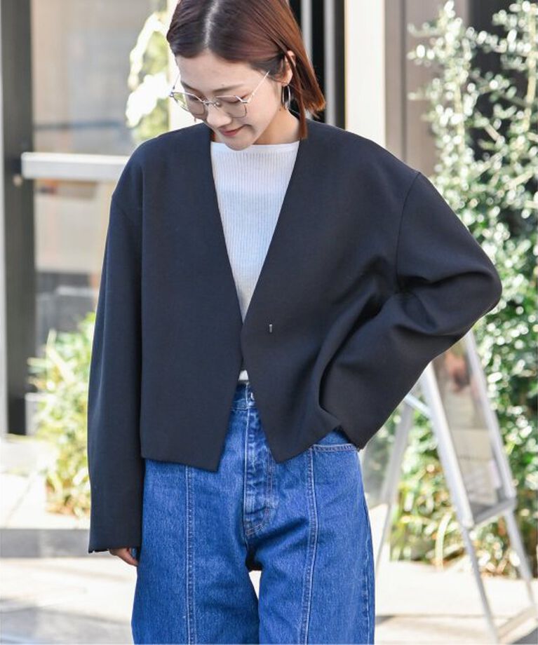 OUTDOOR PRODUCTS Usual Things「ノーカラーショートジャケット」|ノーカラージャケット|