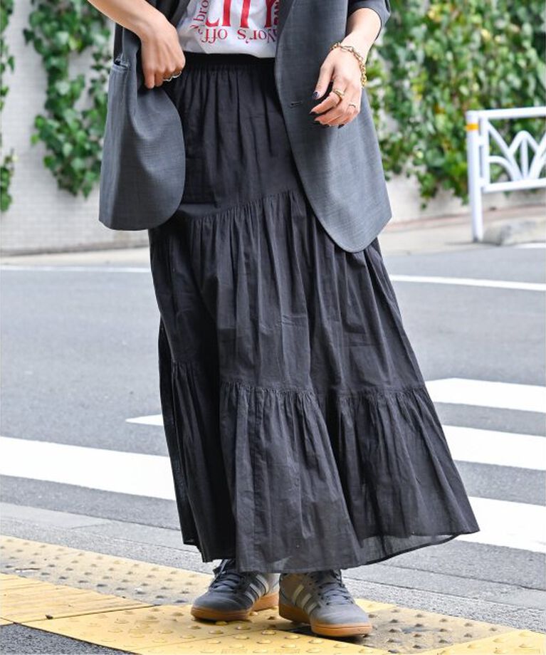 OUTDOOR PRODUCTS Usual Things「COTTON VOILEアシンメトリーティアードスカート」|スカート|