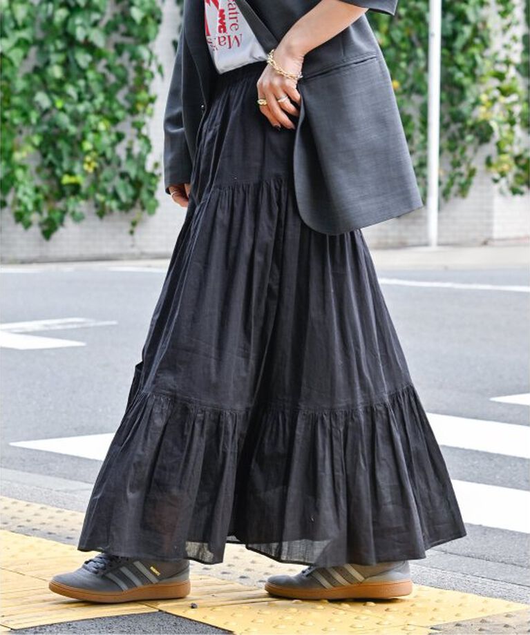 OUTDOOR PRODUCTS Usual Things「COTTON VOILEアシンメトリーティアードスカート」|スカート|