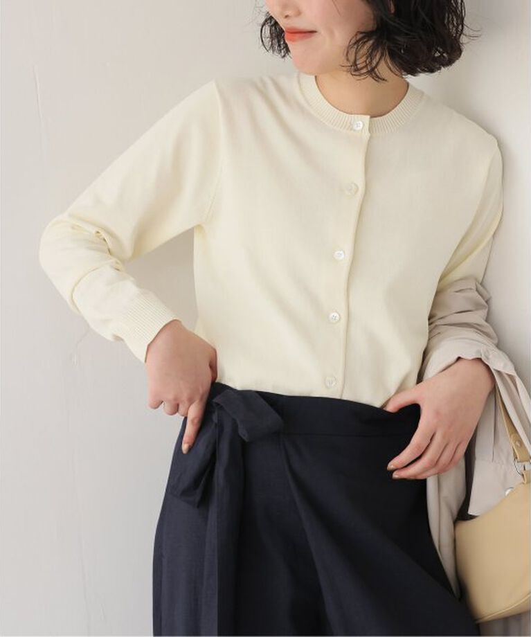 SLOBE IENA「《接触冷感/UV機能》FROSTYCOTTONクルーネックカーディガン」|カーディガン|