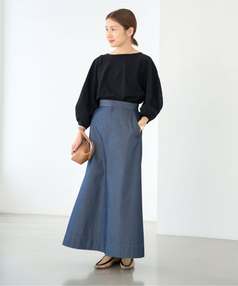IENA「《一部店舗限定》コットンストレッチバルーンスリーブプルオーバー」|ニット・セーター|