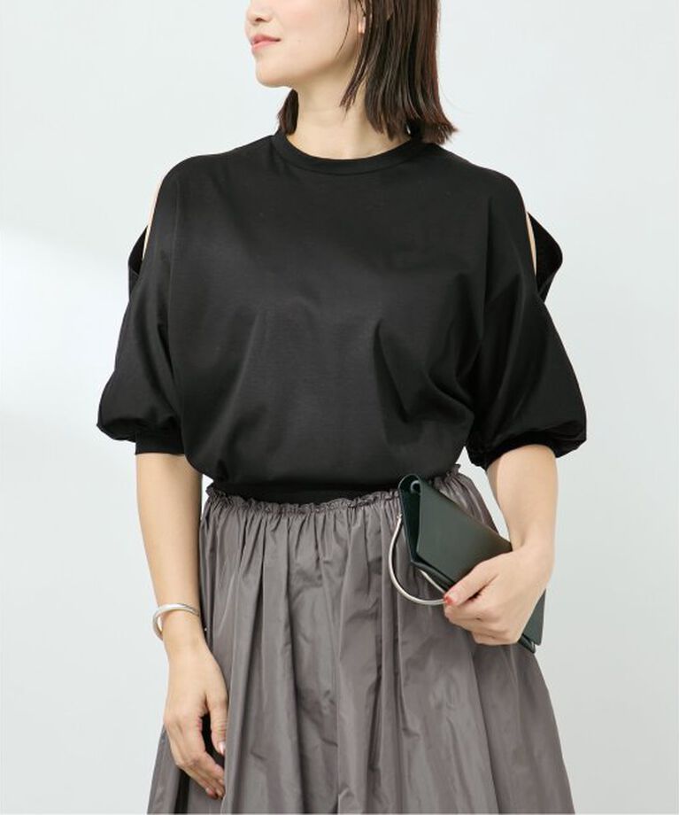 VERMEIL par iena「ショールスリットカットソー」|Tシャツ・カットソー|ブラック