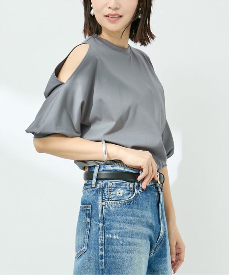 VERMEIL par iena「ショールスリットカットソー」|Tシャツ・カットソー|グレー