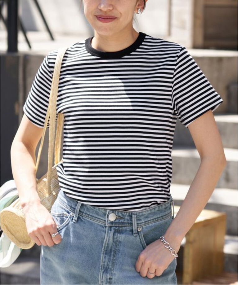 IENA「ATON/エイトン 別注 SUVIN FRAISE ショートスリーブ ボーダーTシャツ」|Tシャツ・カットソー|