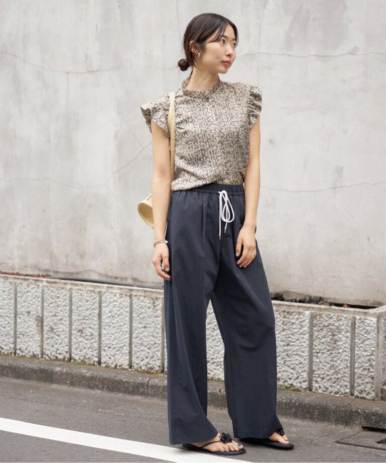 IENA「《WEB限定/追加予約》ミュゲットパターンピンタックフリルノースリーブ」|シャツ・ブラウス|