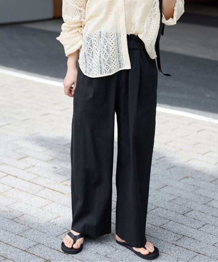 JOURNAL STANDARD「《追加》ウォッシャブルコットンリネンVISワイドパンツ」|その他|ブラック
