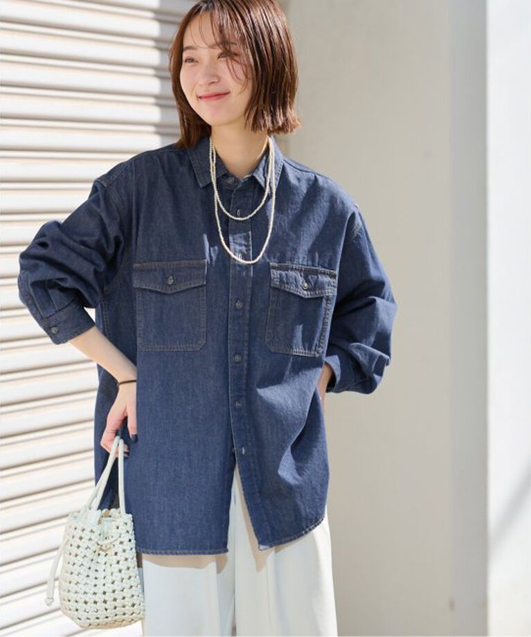 JOURNAL STANDARD relume「《追加3》9oz C/Rデニムワークシャツ」|シャツ・ブラウス|ネイビー