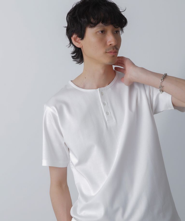 nano･universe「WEB限定/アンチスメル ヘンリーネックTシャツ 半袖」|Tシャツ・カットソー|